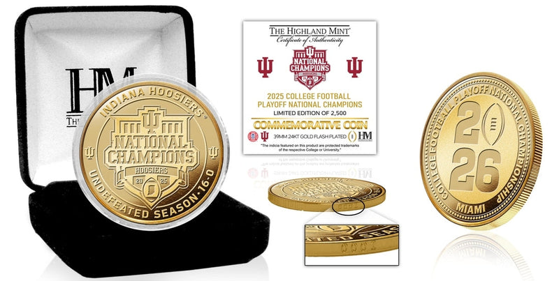 Highland Mint Indiana Hoosiers 2025-26 CFP National Champions 24kt Gold Plated Coin - Limited Edition /2,500