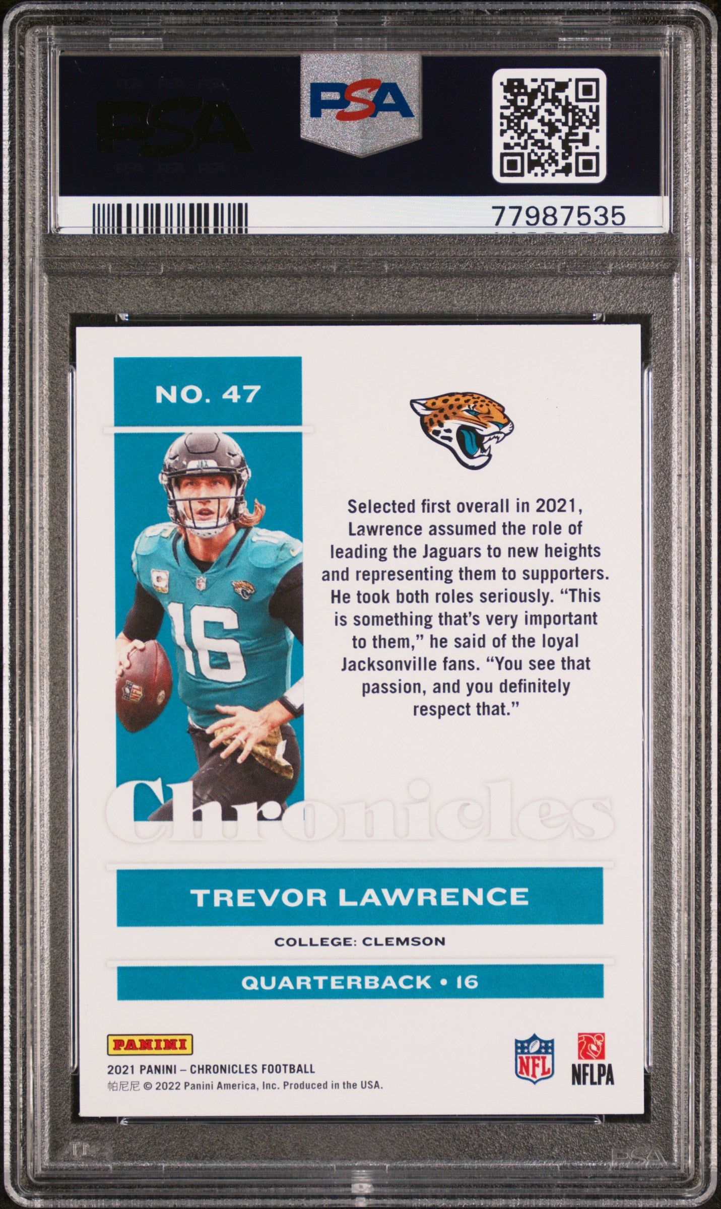 2021 Panini Chronicles Trevor Lawrence #47 PSA 10 RC