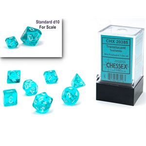 Chessex Translucent Mini Polyhedral 7 Die Set Teal/White