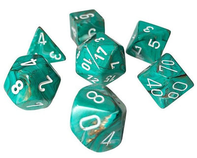 Chessex Marble Mini Polyhedral Oxi-Copper/White 7-Die Set