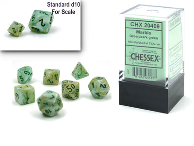 Chessex Marble Mini Polyhedral 7-Die Set Green/Dark Green
