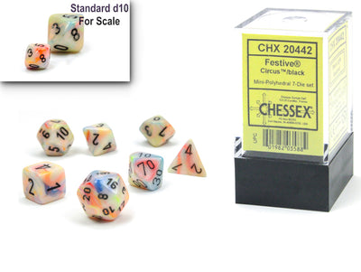 Chessex Festive Mini Polyhedral 7-Die Set Circus/Black