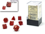 Chessex Glitter Mini Polyhedral 7 Die Set Ruby/Gold