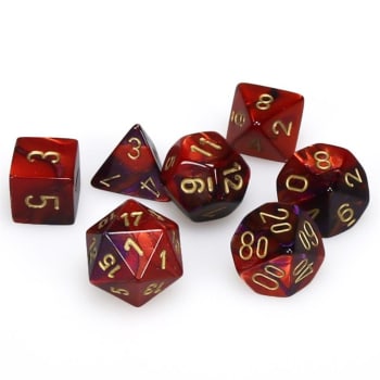 Chessex Gemini Mini-hedral Purple-Red/Gold 7-Die Set