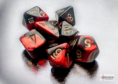 Chessex Gemini Mini Polyhedral 7-Die Set Black-Red/Gold
