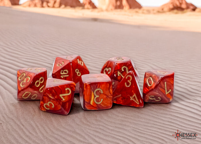 Chessex Mega-Hedral Scarab Scarlet/Gold 7-Die Set