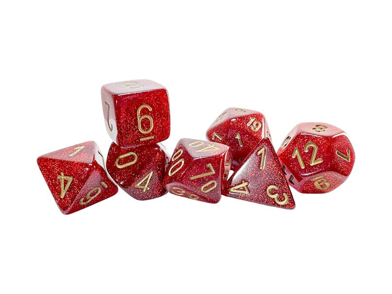 Chessex Mega-Hedral Glitter Ruby/Gold 7-Piece Set