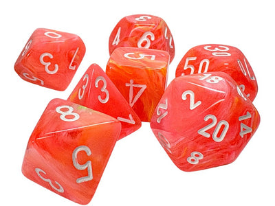Chessex Mega-Hedral Festive Dahlia/White 7-Piece Set