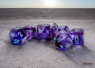 Chessex Nebula Nocturnal/Turquoise Luminary Mega-Hedral 7-Die Set