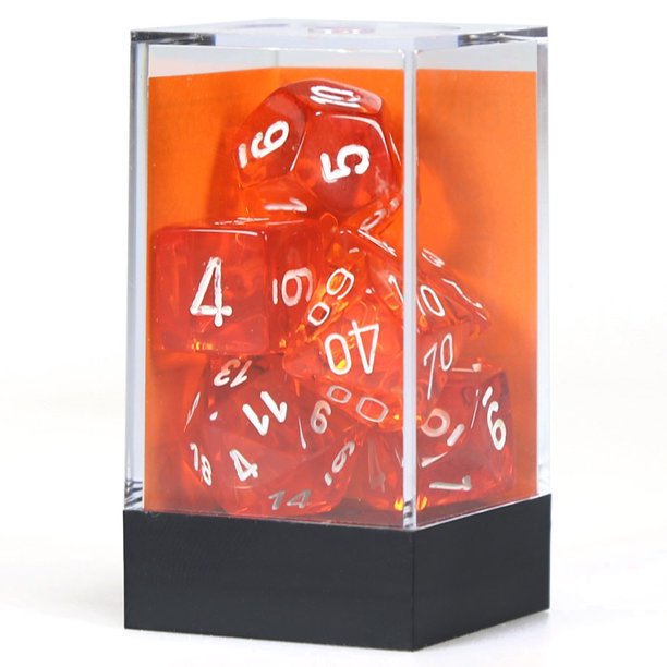 Chessex: 7CT Translucent Orange & White Polyhedral Dice Set
