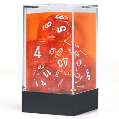Chessex Translucent Orange/White Polyhedral 7-Die Set