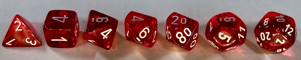 Translucent Polyhedral Red/white 7-Die Set