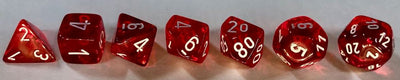 Chessex Translucent Polyhedral Red/white 7-Die Set