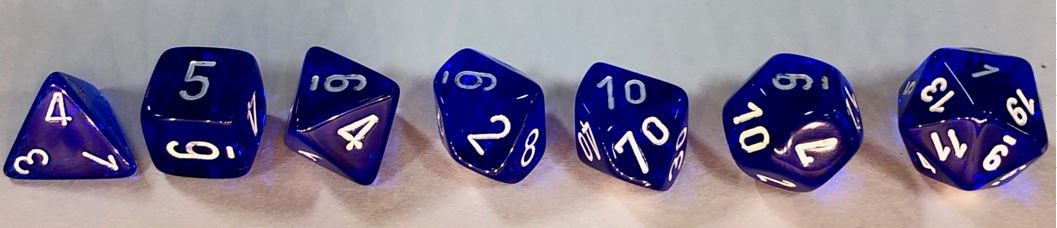 Translucent Polyhedral Blue/white 7-Die Set