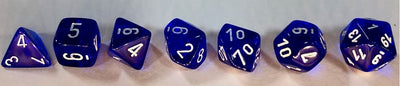 Chessex Translucent Polyhedral Blue/white 7-Die Set