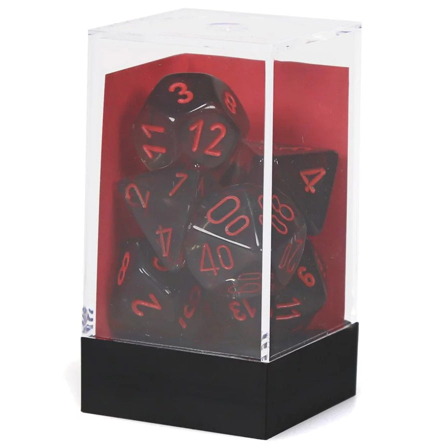 Chessex: 7CT Translucent Smoke & Red Polyhedral Dice Set