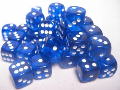 Chessex: Translucent Blue/White D6 Dice Block