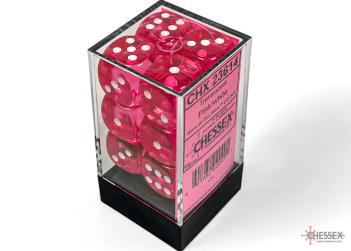 Translucent Pink/White 16MM D6 Cube