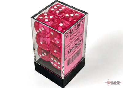Chessex Translucent Pink/White 16mm D6 Dice Block