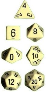 Chessex Opaque Ivory/Black 7-Die Set