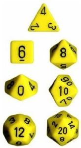 Chessex Opaque Yellow/Black 7-Die Set