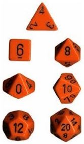Chessex Opaque Orange/Black 7-Die Set