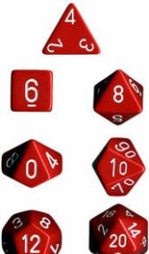 Chessex Opaque Red/White Polyhedral 7-Die Set