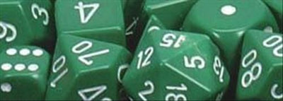 Chessex Opaque Green/White Polyhedral 7-Die Set