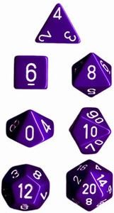 Chessex: Opaque Purple/White 7-Die Set