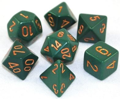 Chessex: Opaque Dusty Green/Copper 7-Die Set