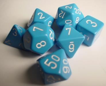 Chessex Opaque Light Blue/White 7-Die Set