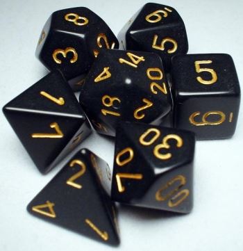 Chessex: Opaque Black/Gold 7-Die Set