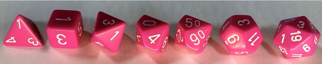 Opaque Polyhedral Pink/white 7-Die Set