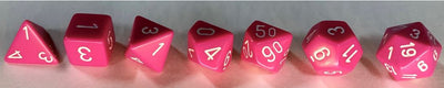 Chessex Opaque Pink/White Polyhedral 7-Die Set