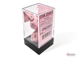 Chessex Opaque Polyhedral Pastel Pink/black 7-Die Set