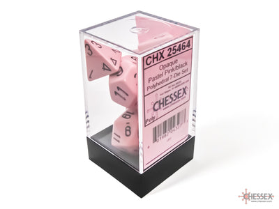 Chessex Opaque Pastel Pink/Black Polyhedral 7-Die Set