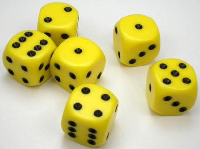 Chessex: Opaque 16Mm D6 Yellow/Black