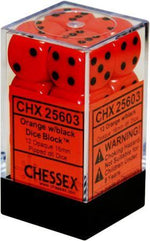 Chessex: Opaque D6 Orange/Black 12Mm Dice Block
