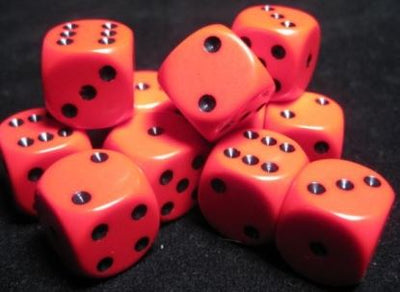 Chessex Opaque 16mm D6 Red/Black Dice Block (12 Dice)