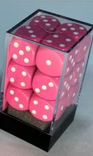 Chessex Opaque 16mm d6 Pink/White Dice Block (12 Dice)