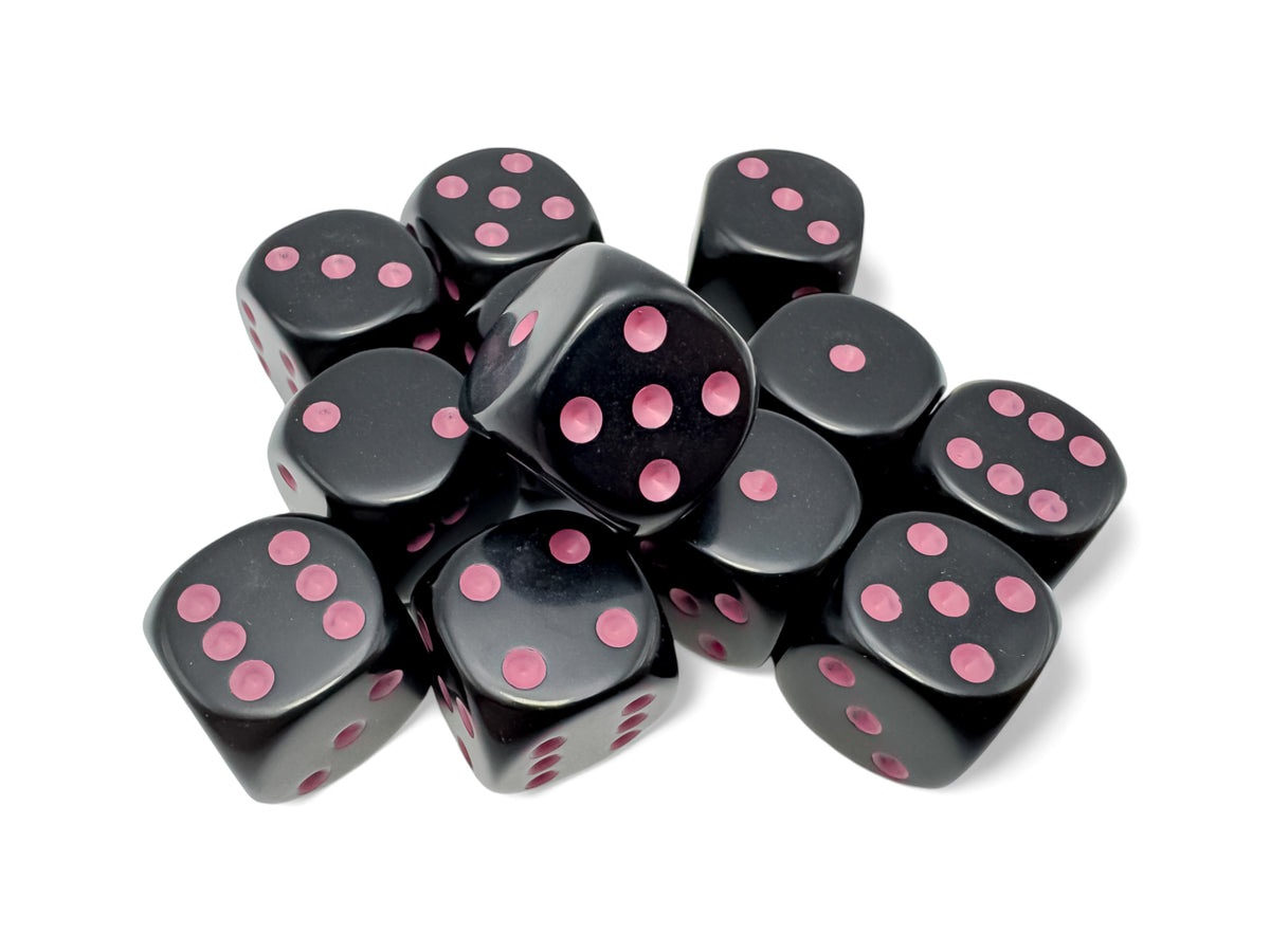 Chessex Opaque Black/Pink 16MM D6 Dice Block