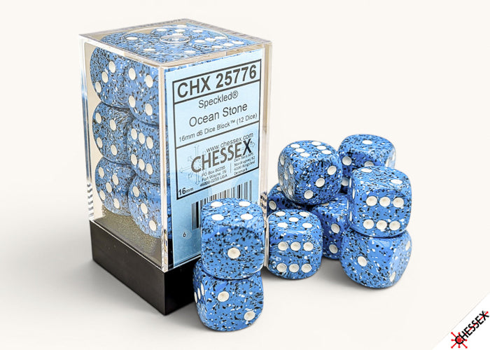 Chessex: 12CT Speckled Ocean Stone 16mm D6 Dice Cube (New)