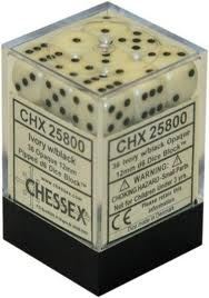 Chessex: Opaque Ivory/Black 12Mm D6 Dice