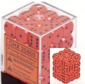 Chessex Opaque Orange/Black 12mm D6 Dice Block