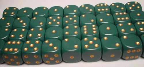Chessex: Opaque Dusty Green/Copper 12Mm D6 Dice