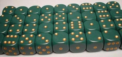 Chessex Opaque Dusty Green/Copper 12mm D6 Dice Block