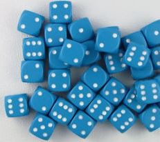 Chessex Opaque Light Blue/White 12mm D6 Dice Block (36 Dice)