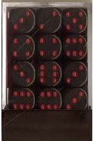 Chessex Opaque Black/Red 12mm D6 Dice Block (36 Dice)
