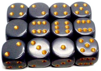 Chessex: Opaque Dark Grey/Copper 12Mm D6 Dice