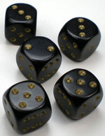Chessex: Opaque Black/Gold 12Mm D6